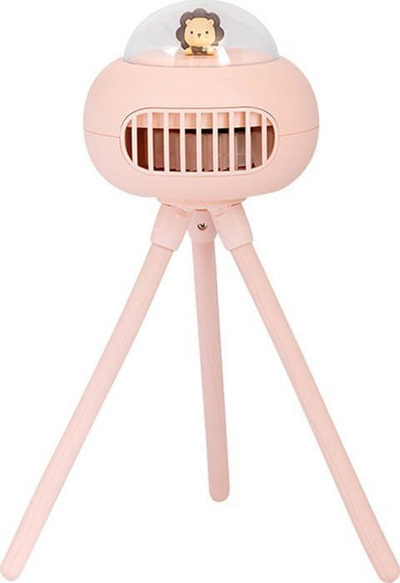 Ventilator portativ Remax UFO Stroller, bateri 1200mAh, USB C, rozë
