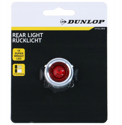 Dritë mrapa biçiklete Dunlop, LED, trup alumini, argjend