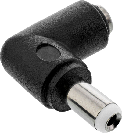 Përshtatës DC InLine, 5.5x2.5mm, prizë dhe folje me kënd, i zi