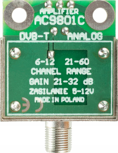 Përforcues antene Montis MT031 AC-9801C, DVB-T MPEG-4, 5-12V, jeshil