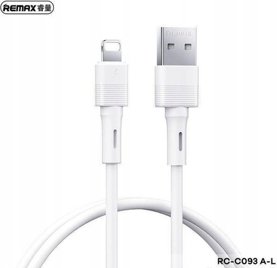 Kabllo karikimi Remax Leya Series RC-C093, USB në Lightning, 1m, 2.4A, e bardhë