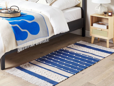 Tapet Beliani KONDHALI, 80x150 cm, pambuk, blu