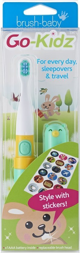 Furçë dhëmbësh elektrike për fëmijë Brush-baby Go-KIDZ, sonike, me timer 2 minuta, jeshile