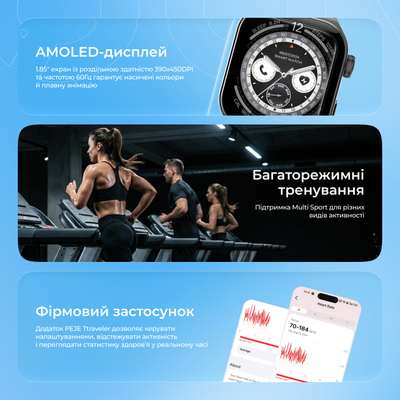 Orë inteligjente Proove Moment, 1.85" AMOLED, e zezë