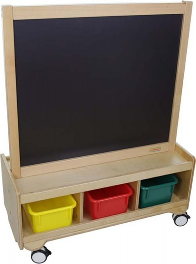 Dërrasë shkrimi Masterkidz me dy anë, magnetike, me rrota, dru natyral