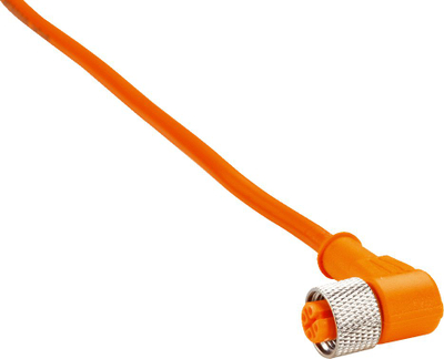 Kabllo industriale M12 4-pin, femër këndore, 2m, portokalli