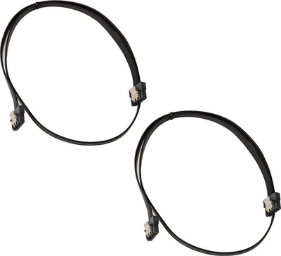Кабел САТА Акаса AK-CBSA05-BKT2, 6 Gb/s, 50 cm, сет 2 парчиња, црн