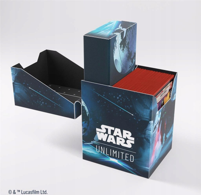 Kuti kartash Gamegenic Star Wars Unlimited Soft Crate Darth Vader, për 1 kuvertë, me kuti zhetonash, me dizajn Darth Vader