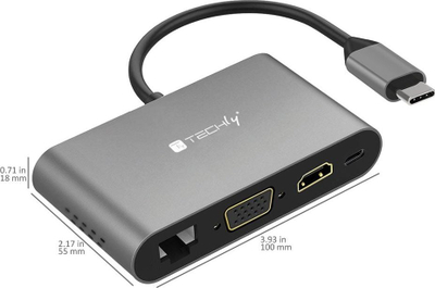 Docking station Techly IADAP USB31-DOCK3, USB-C 8 me 1, HDMI 4K, gri