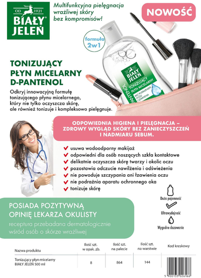 Мицеларен тоничен лосион Biały Jeleń, чистење и тонирање, за лице