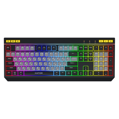 Tastierë gaming Hator Icefall, mekanike membrane, RGB, me kabllo USB, bardh e zi