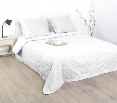 Set mbulesë krevati me 2 jastëkë, 240x260 cm, poliester, e bardhë