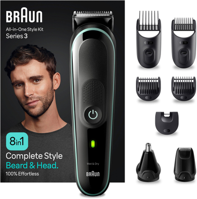 Makinë rroje Braun MGK3441 8w1, e zezë/ gjelbër