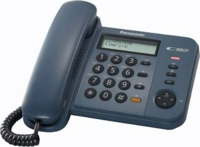 Фиксен телефон Panasonic KX-TS580, со екран, меморија за 50 контакти, сина боја