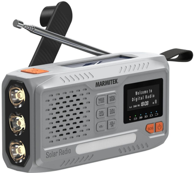 Преносно радио Мармитеk RESQ100 Solar, DAB/FM, пауер банка УСБ, сива