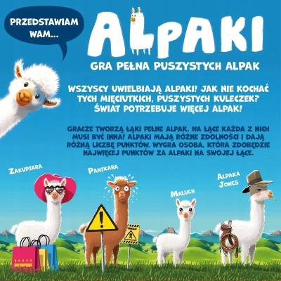 Lojë tavoline Nasza Księgarnia Alpacas, familjare, me karta, shumëngjyrëshe