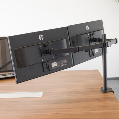 Kllapë tavoline King Mount KG-1019 për 2 monitorë 12"-27", VESA 75x75 / 100x100, 8 kg, e zezë