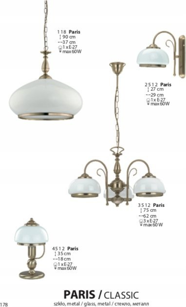 Kandil tavani Alfa Paris 3512, 3xE27, stil klasik, bronz i vjetër