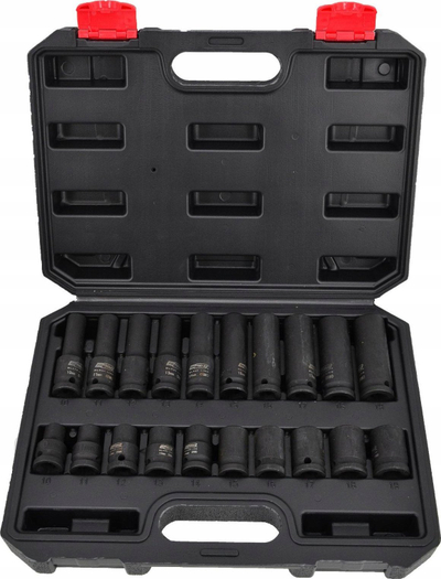 Set çelësa goditës AWTools Black Line, 1/2", 20 copë, e zezë