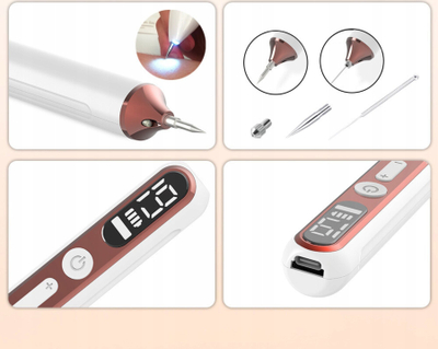 Stilograf kozmetik Beauty Pen për heq nishane dhe njolla, me ekran LED, i bardhë me rozë