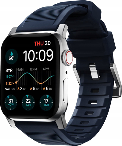 Rrip ore Rugged Band për Apple Watch, 46mm 49mm, Atlantic Blue, me metalik argjendi