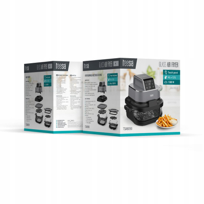 Fritezë me ajër Teesa Glass Air Fryer TSA8090, 1500W, 4L + 1.5L, e zezë
