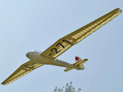 Model aeroplan planor RC Pichler Kranich, kit ndërtimi, hapje krahësh 1498 mm, ngjyrë natyrale druri