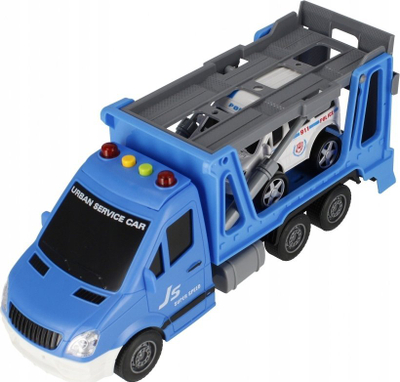 Kamion lodër policie Mega Creative 526193, me drita edhe tinguj, mekanizëm pull back, blu