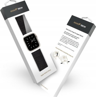 Rrip ore i zgjuar RhinoTech Magic Tape për Apple Watch 38/40/41mm, stof, i zi