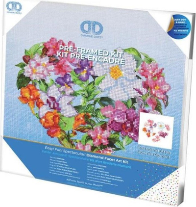 Set artizanal Diamond Dotz Flower Heart, 14.6" x 14.6", i kornizuar