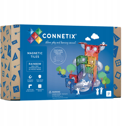Set ndërtimi Connetix Rainbow Ball Run Expansion Pack, 66 pjesë, për pllaka magnetike, shumëngjyrësh