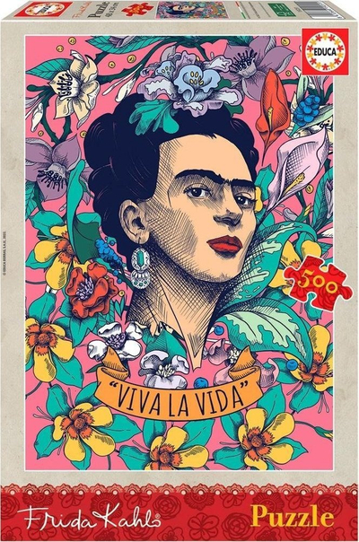 Puzzle Educa Borras Viva La Vida Frida Kahlo, 500 pjesë, 34 x 48 cm, shumëngjyrësh