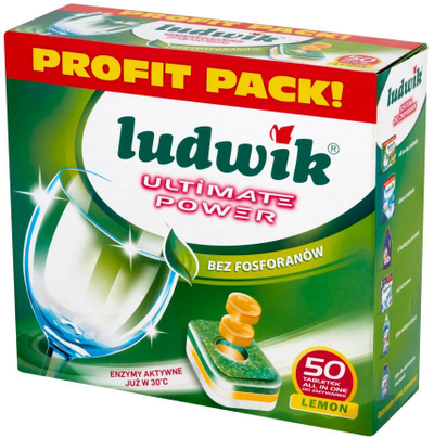 Tableta për lavastovilje Ludwik Ultimate Power All in One, me erë limoni, 50 copë