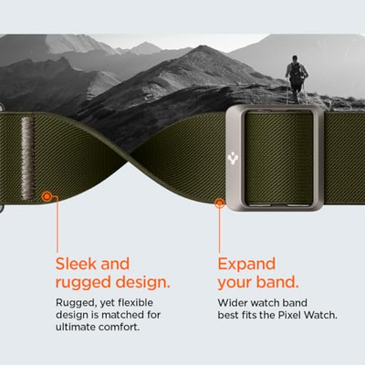 Rrip ore Spigen Lite Fit për Google Pixel Watch 41mm, najlon Solo Loop, khaki