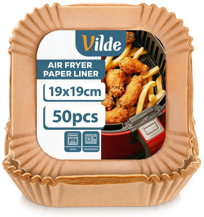 Letra gatimi për fritezë me ajër Vilde, katrore 19x19 cm, set 50 copë, kafe