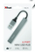 Hub USB Trust Halyx Aluminium, 4 porta, USB 2.0, argjendtë