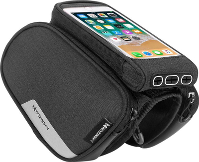 Çantë kornize biçiklete Wozinsky, 1.5L, mbajtëse telefoni deri 6.5", e zezë