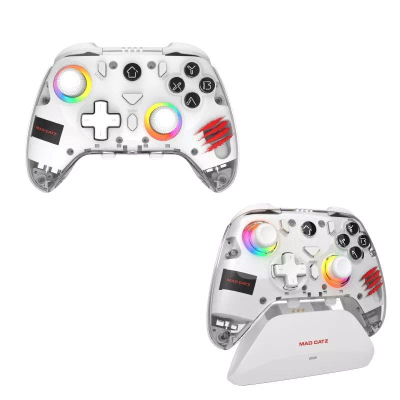 Gamepad gaming Mad Catz C.A.T. 17, RGB, me stacion karikimi, i bardhë transparent