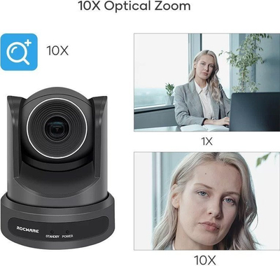 Kamerë për konferenca Rocware RC20, PTZ USB, Full HD 1080p, e zezë