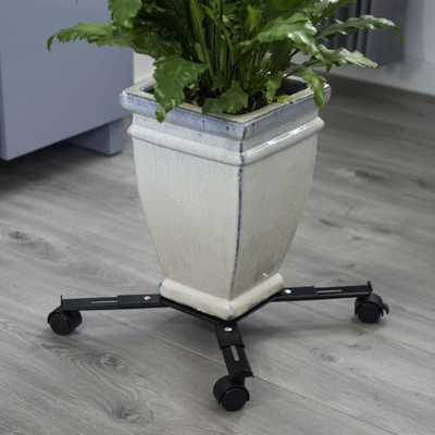 Држач со тркала за саксии Nature Adjustable, метален, до 100kg, црн