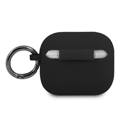 Këllëf silikoni Ferrari FEA3SILBK për AirPods 3, me unazë metalike, i zi