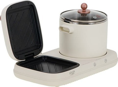 Grill raclette Adler AD 6421, 2 në 1, tenxhere gatimi, i zi