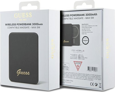Powerbank pa tel Guess GUPBM3ALGSGK, 3000mAh, 5W, MagSafe, i zi