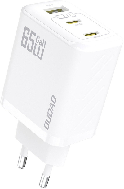 Karikues USB Dudao A29CEU, 65W GaN, 2x USB C 1x USB A, i bardhë