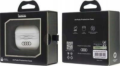 Kopertinë Audi IML për AirPods Pro 2, dizajn gjeometrik, e bardhë