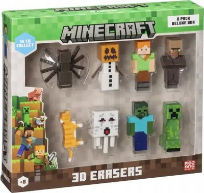 Set goma HP Minecraft 3D, 8 copë, kuti deluxe, shumëngjyrëshe