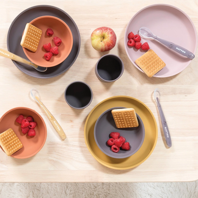 Set ushqimi për Fëmijë prej Silikoni, 4 copë - Silikon, Yellow