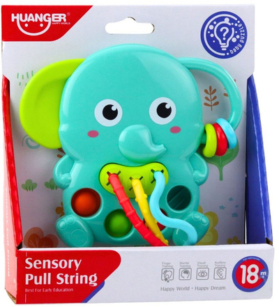 Lodër kërcyese LeanToys Rattle Elephant, sensorike për bebë, elefant, jeshile