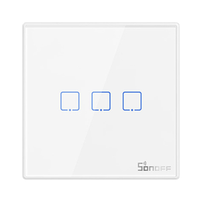 Çelës inteligjent muri Sonoff T2EU3C RF, 3 kanale, 433MHz, i bardhë