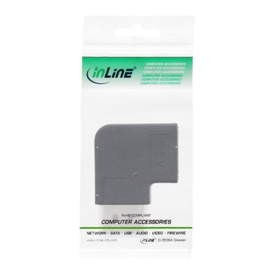 Adapter DisplayPort InLine, mashkull në femër, kënd majtas, i zi